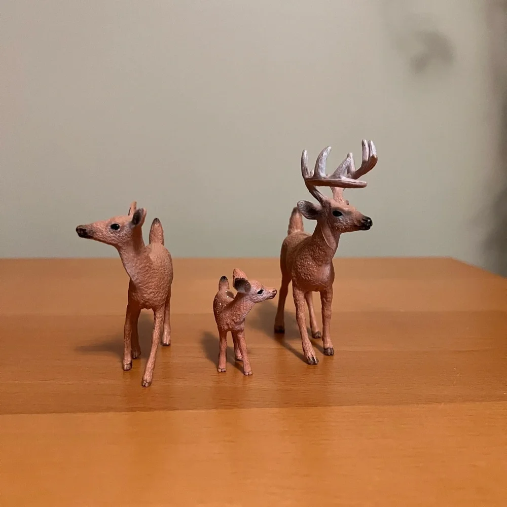 Plastic Deer Figurines Family Buck Doe Fawn